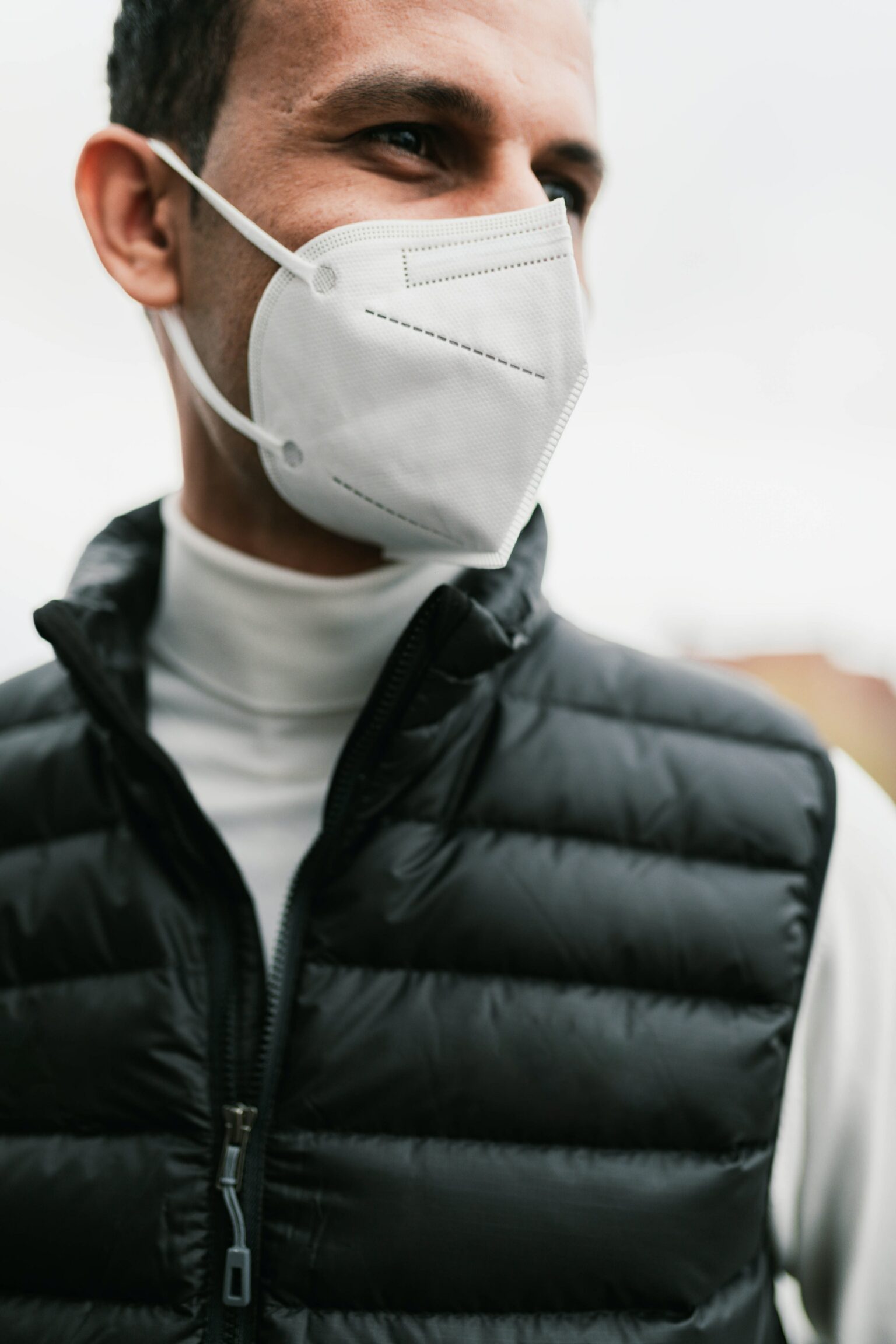 One of our employees wearing a FFP2 mask outside our offices in Hameln, Germany, captured by Lisa Heeke.